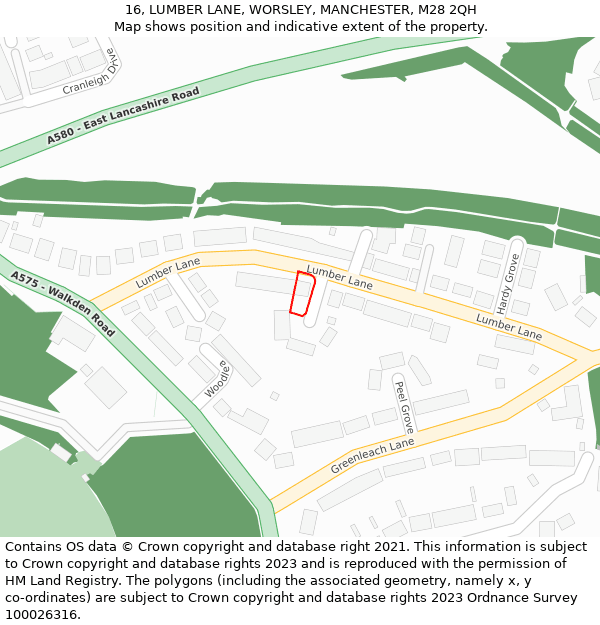 16, LUMBER LANE, WORSLEY, MANCHESTER, M28 2QH: Location map and indicative extent of plot