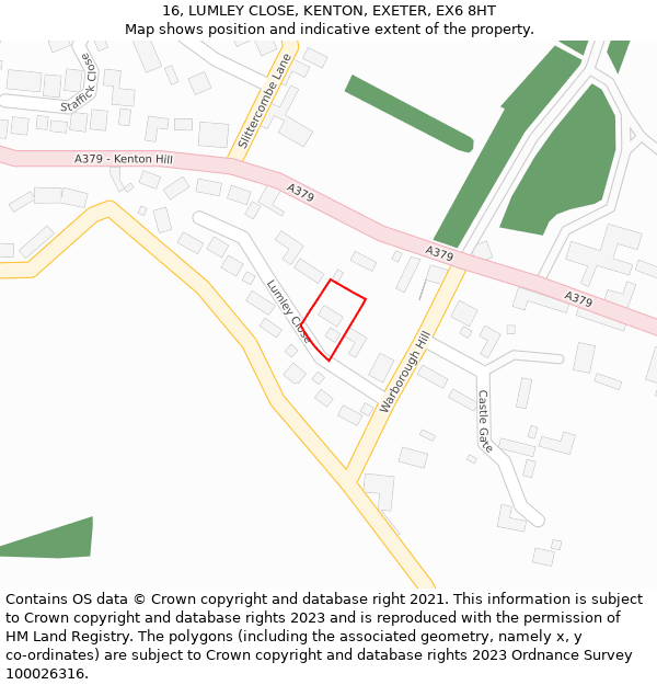 16, LUMLEY CLOSE, KENTON, EXETER, EX6 8HT: Location map and indicative extent of plot