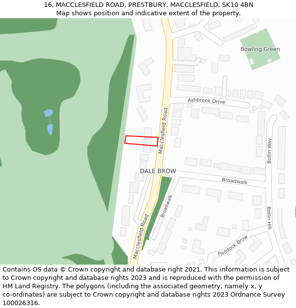 16, MACCLESFIELD ROAD, PRESTBURY, MACCLESFIELD, SK10 4BN: Location map and indicative extent of plot