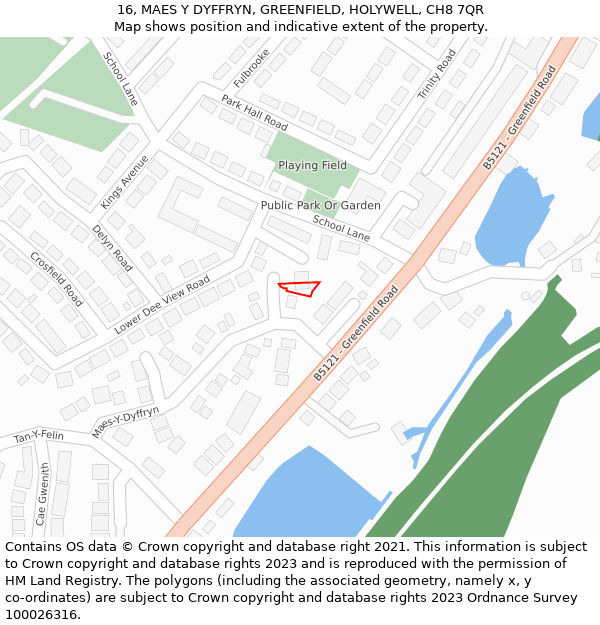 16, MAES Y DYFFRYN, GREENFIELD, HOLYWELL, CH8 7QR: Location map and indicative extent of plot