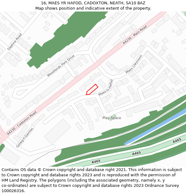 16, MAES YR HAFOD, CADOXTON, NEATH, SA10 8AZ: Location map and indicative extent of plot