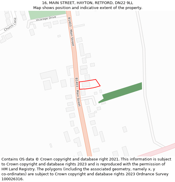 16, MAIN STREET, HAYTON, RETFORD, DN22 9LL: Location map and indicative extent of plot