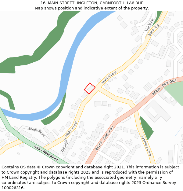 16, MAIN STREET, INGLETON, CARNFORTH, LA6 3HF: Location map and indicative extent of plot