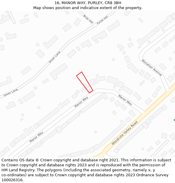 16, MANOR WAY, PURLEY, CR8 3BH: Location map and indicative extent of plot