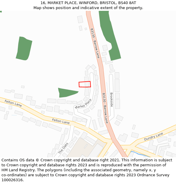 16, MARKET PLACE, WINFORD, BRISTOL, BS40 8AT: Location map and indicative extent of plot