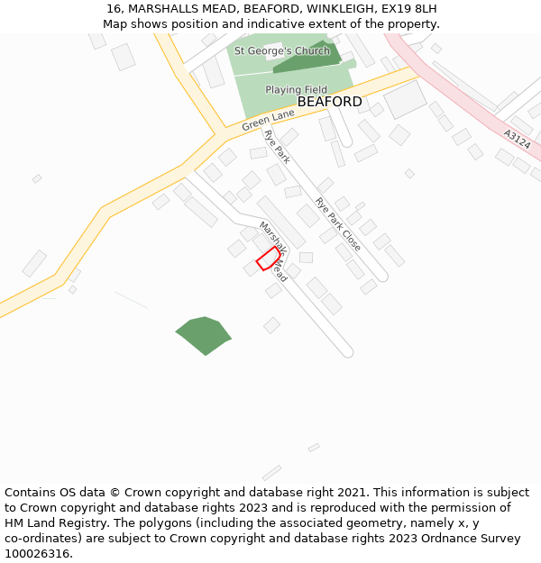 16, MARSHALLS MEAD, BEAFORD, WINKLEIGH, EX19 8LH: Location map and indicative extent of plot