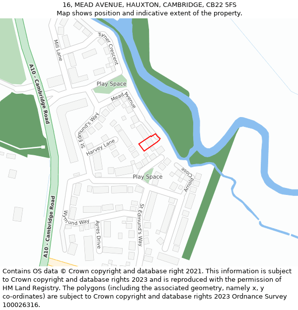 16, MEAD AVENUE, HAUXTON, CAMBRIDGE, CB22 5FS: Location map and indicative extent of plot