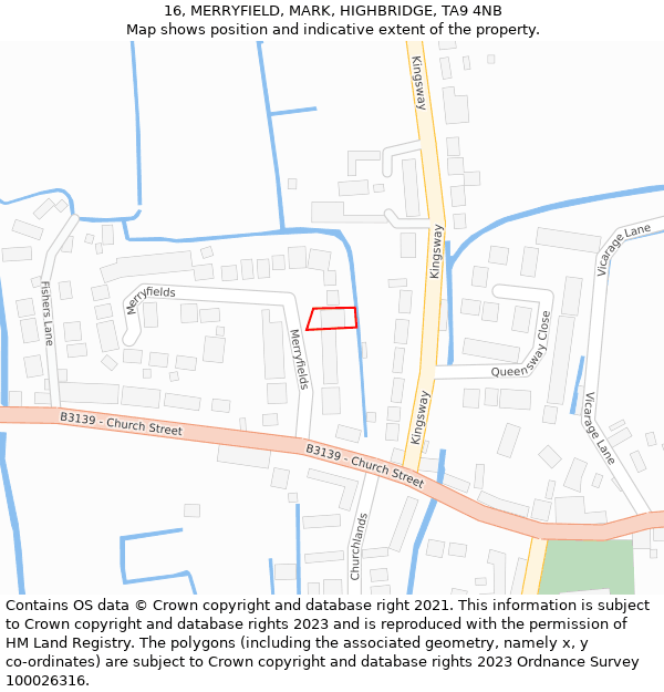 16, MERRYFIELD, MARK, HIGHBRIDGE, TA9 4NB: Location map and indicative extent of plot