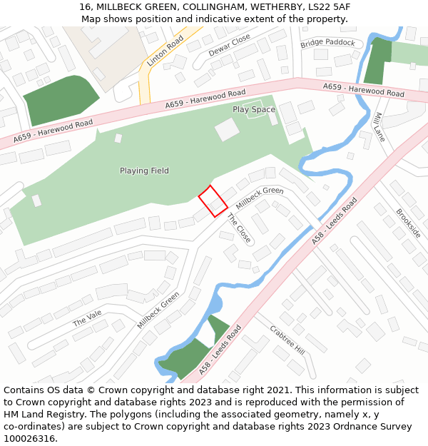 16, MILLBECK GREEN, COLLINGHAM, WETHERBY, LS22 5AF: Location map and indicative extent of plot