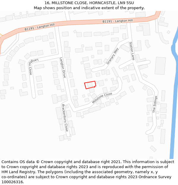 16, MILLSTONE CLOSE, HORNCASTLE, LN9 5SU: Location map and indicative extent of plot