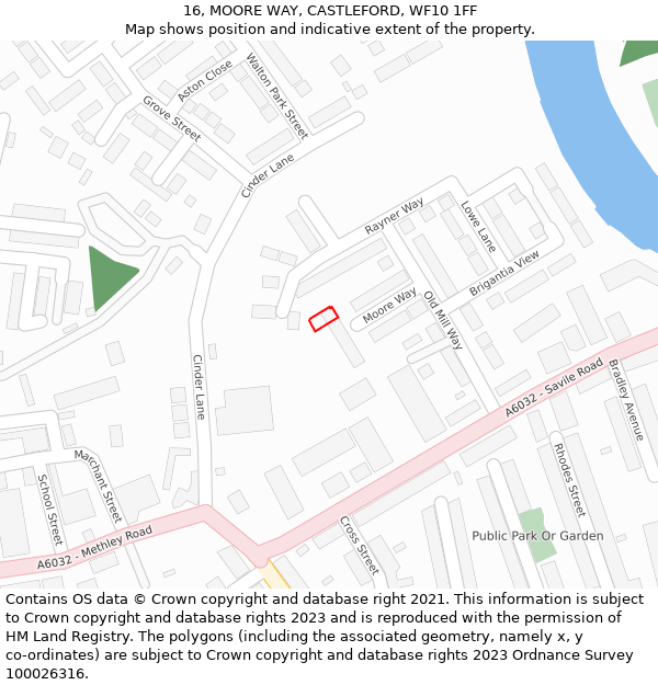 16, MOORE WAY, CASTLEFORD, WF10 1FF: Location map and indicative extent of plot