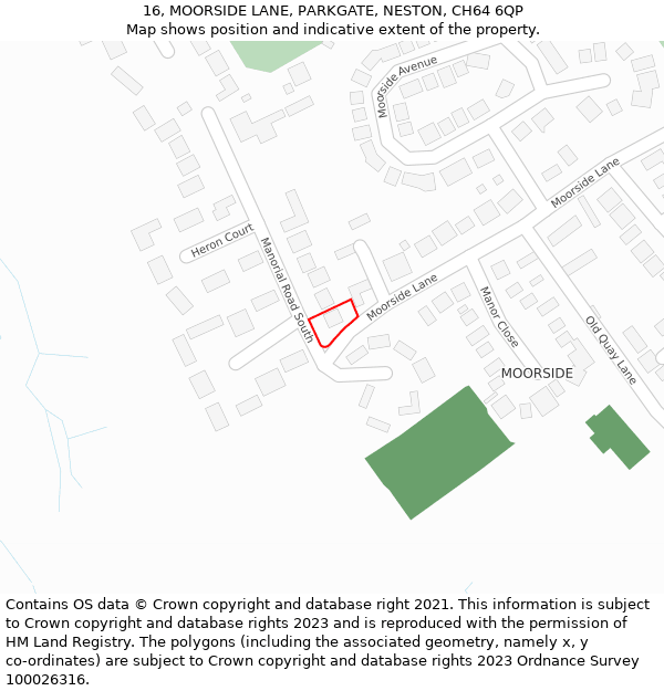 16, MOORSIDE LANE, PARKGATE, NESTON, CH64 6QP: Location map and indicative extent of plot