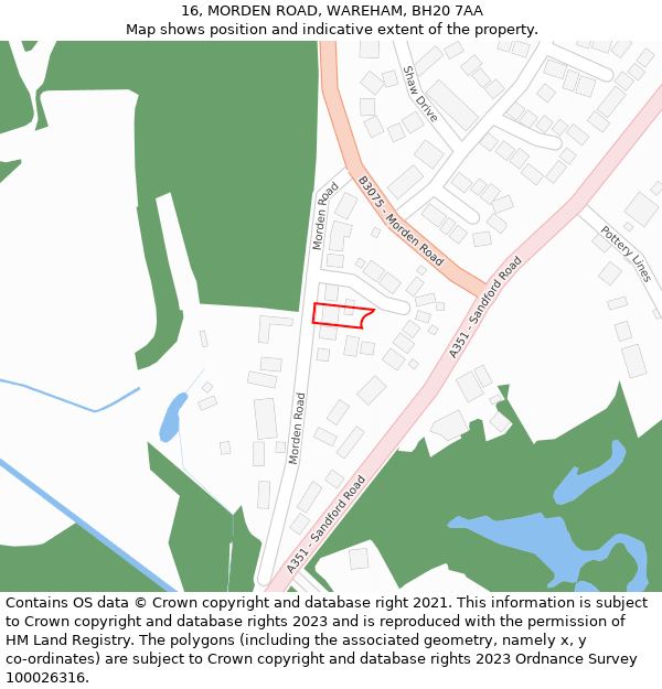 16, MORDEN ROAD, WAREHAM, BH20 7AA: Location map and indicative extent of plot