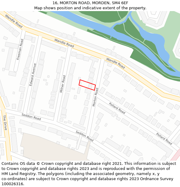 16, MORTON ROAD, MORDEN, SM4 6EF: Location map and indicative extent of plot