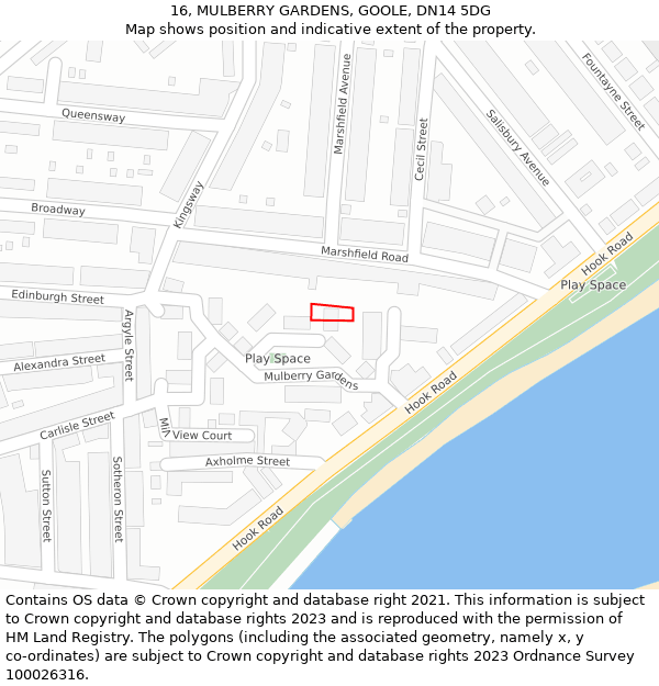 16, MULBERRY GARDENS, GOOLE, DN14 5DG: Location map and indicative extent of plot