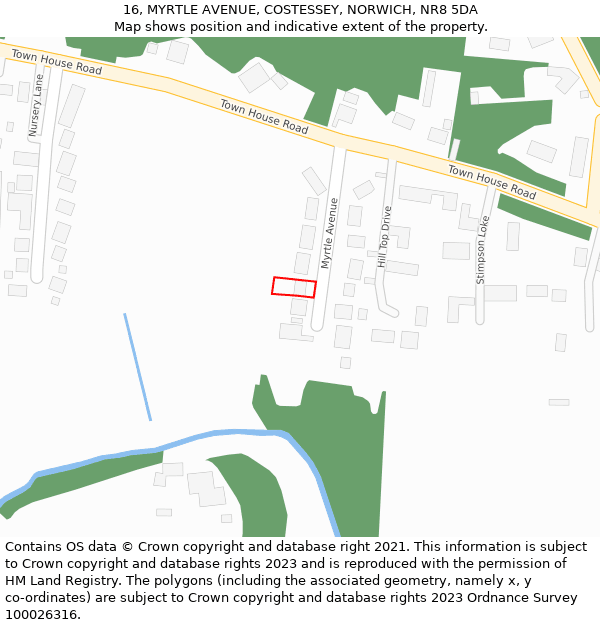 16, MYRTLE AVENUE, COSTESSEY, NORWICH, NR8 5DA: Location map and indicative extent of plot