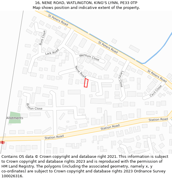 16, NENE ROAD, WATLINGTON, KING'S LYNN, PE33 0TP: Location map and indicative extent of plot