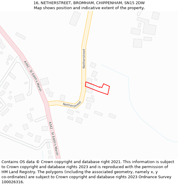 16, NETHERSTREET, BROMHAM, CHIPPENHAM, SN15 2DW: Location map and indicative extent of plot
