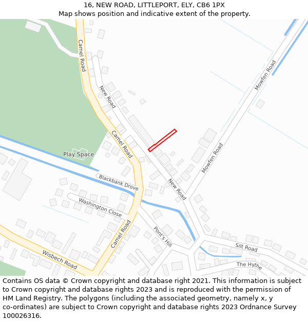 16, NEW ROAD, LITTLEPORT, ELY, CB6 1PX: Location map and indicative extent of plot