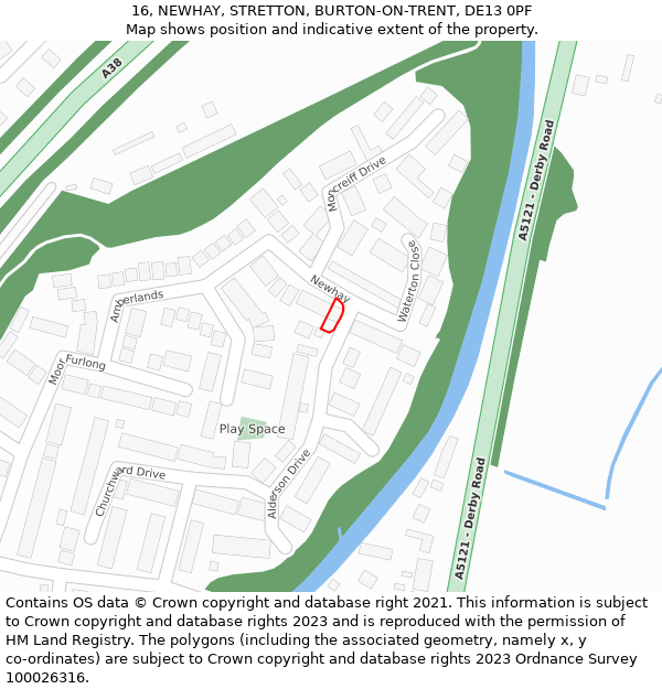 16, NEWHAY, STRETTON, BURTON-ON-TRENT, DE13 0PF: Location map and indicative extent of plot