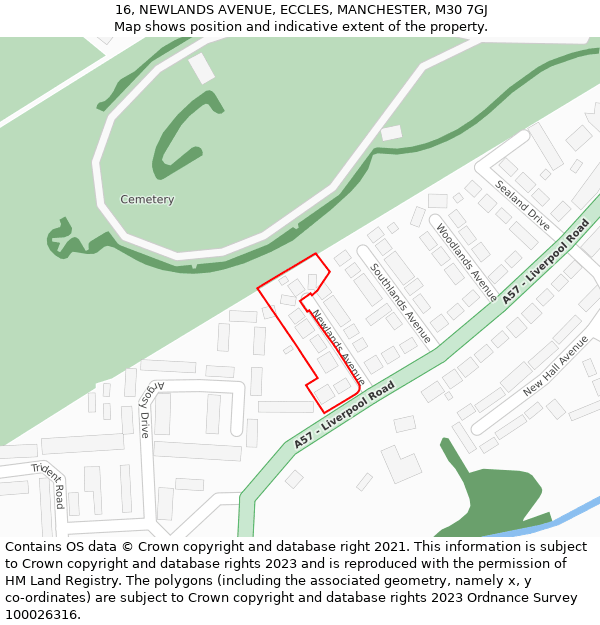 16, NEWLANDS AVENUE, ECCLES, MANCHESTER, M30 7GJ: Location map and indicative extent of plot