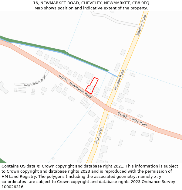 16, NEWMARKET ROAD, CHEVELEY, NEWMARKET, CB8 9EQ: Location map and indicative extent of plot