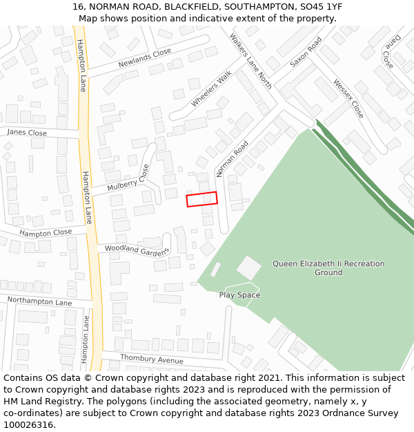 16, NORMAN ROAD, BLACKFIELD, SOUTHAMPTON, SO45 1YF: Location map and indicative extent of plot