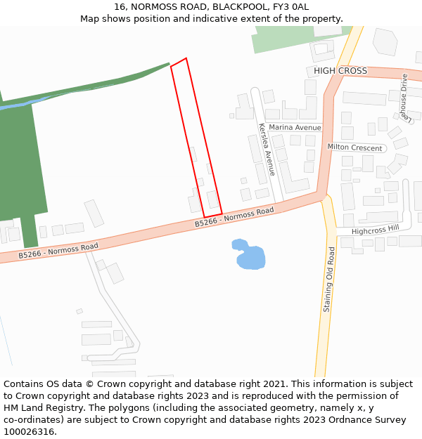 16, NORMOSS ROAD, BLACKPOOL, FY3 0AL: Location map and indicative extent of plot