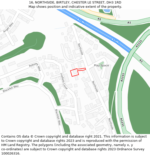 16, NORTHSIDE, BIRTLEY, CHESTER LE STREET, DH3 1RD: Location map and indicative extent of plot