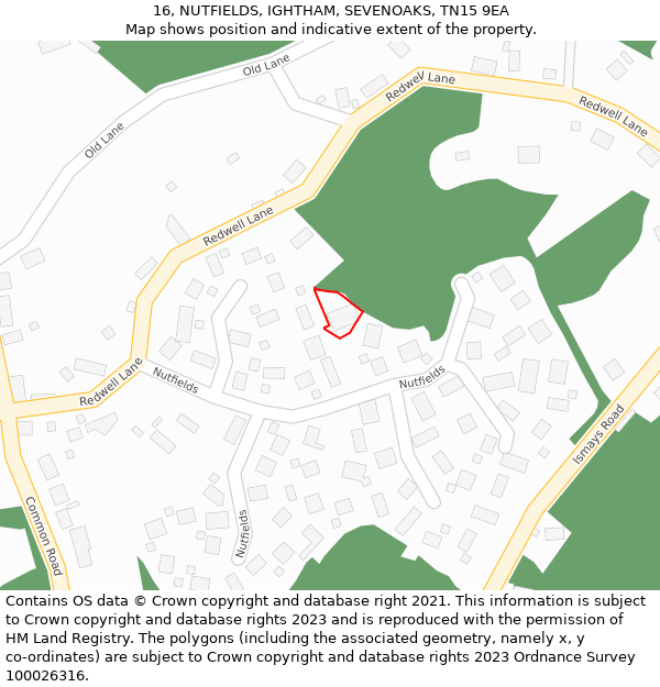 16, NUTFIELDS, IGHTHAM, SEVENOAKS, TN15 9EA: Location map and indicative extent of plot