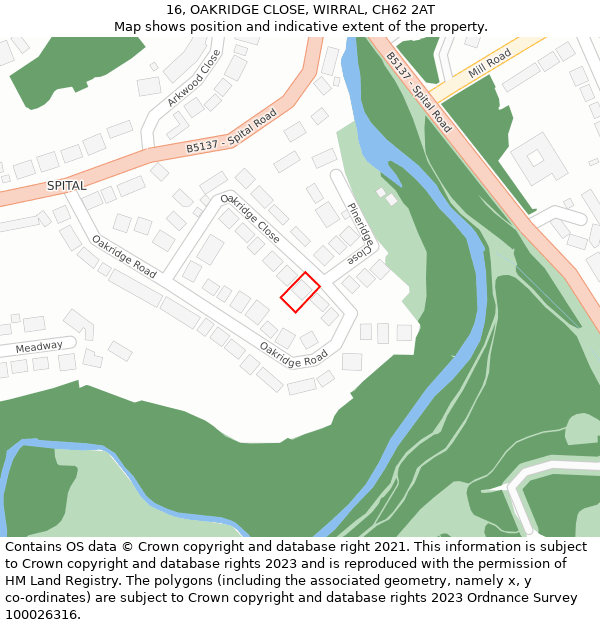 16, OAKRIDGE CLOSE, WIRRAL, CH62 2AT: Location map and indicative extent of plot