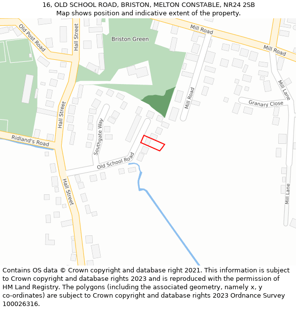 16, OLD SCHOOL ROAD, BRISTON, MELTON CONSTABLE, NR24 2SB: Location map and indicative extent of plot