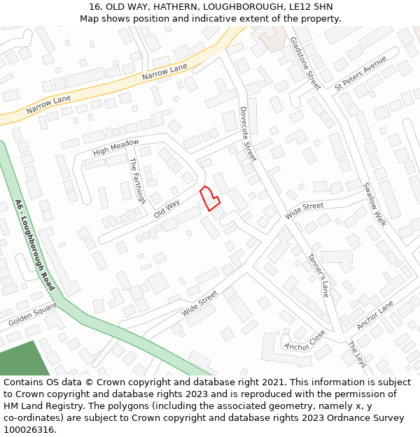 16, OLD WAY, HATHERN, LOUGHBOROUGH, LE12 5HN: Location map and indicative extent of plot