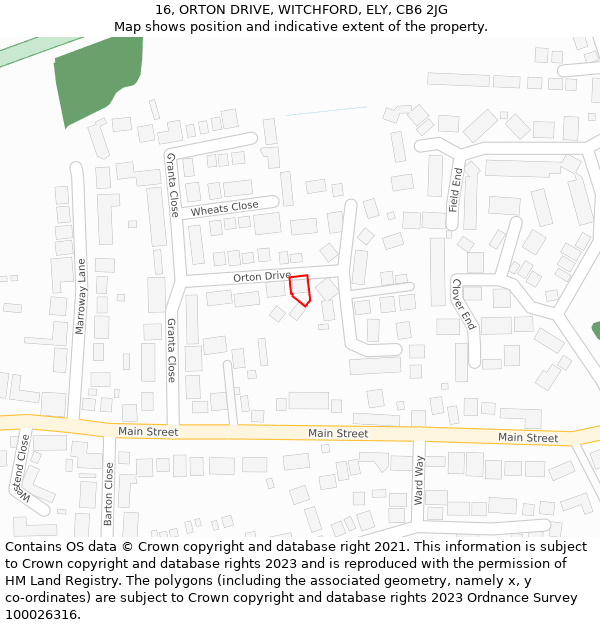 16, ORTON DRIVE, WITCHFORD, ELY, CB6 2JG: Location map and indicative extent of plot