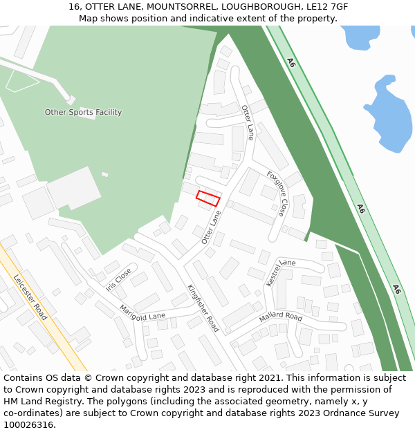 16, OTTER LANE, MOUNTSORREL, LOUGHBOROUGH, LE12 7GF: Location map and indicative extent of plot