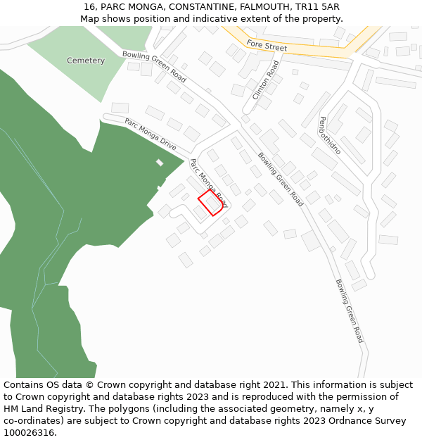 16, PARC MONGA, CONSTANTINE, FALMOUTH, TR11 5AR: Location map and indicative extent of plot