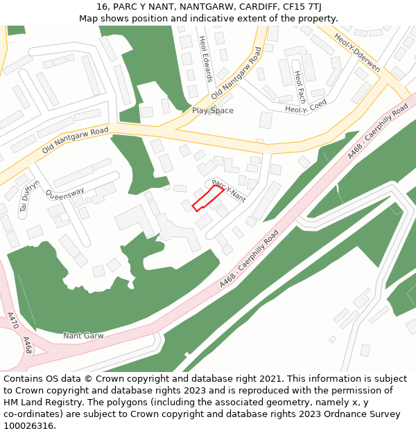 16, PARC Y NANT, NANTGARW, CARDIFF, CF15 7TJ: Location map and indicative extent of plot