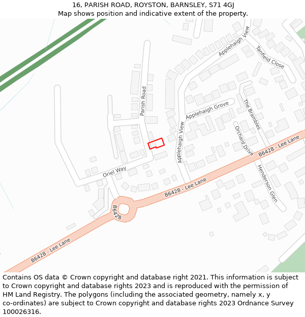 16, PARISH ROAD, ROYSTON, BARNSLEY, S71 4GJ: Location map and indicative extent of plot