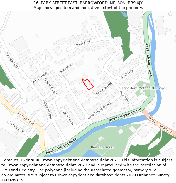 16, PARK STREET EAST, BARROWFORD, NELSON, BB9 6JY: Location map and indicative extent of plot