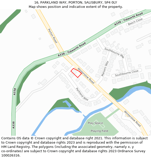 16, PARKLAND WAY, PORTON, SALISBURY, SP4 0LY: Location map and indicative extent of plot