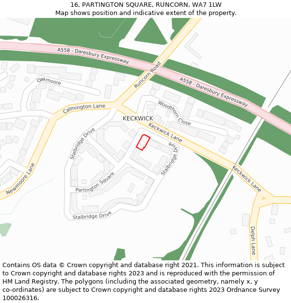 16, PARTINGTON SQUARE, RUNCORN, WA7 1LW: Location map and indicative extent of plot