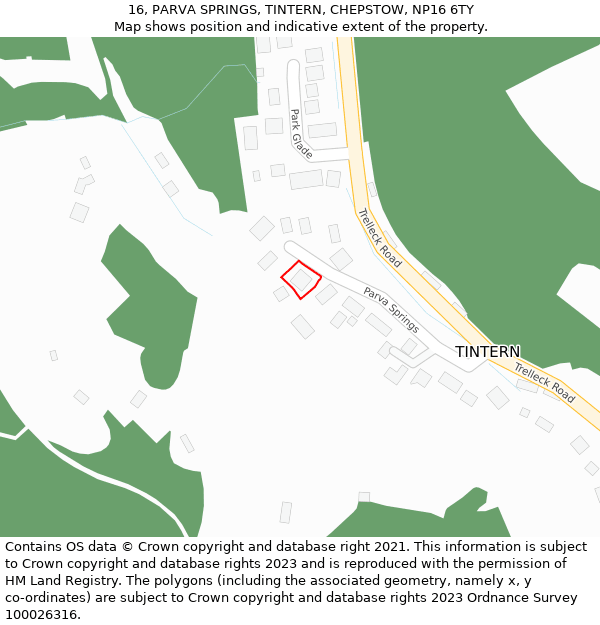 16, PARVA SPRINGS, TINTERN, CHEPSTOW, NP16 6TY: Location map and indicative extent of plot