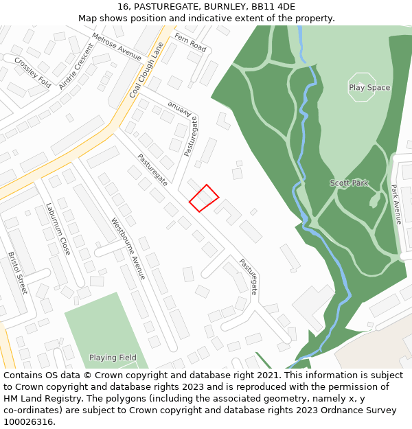 16, PASTUREGATE, BURNLEY, BB11 4DE: Location map and indicative extent of plot
