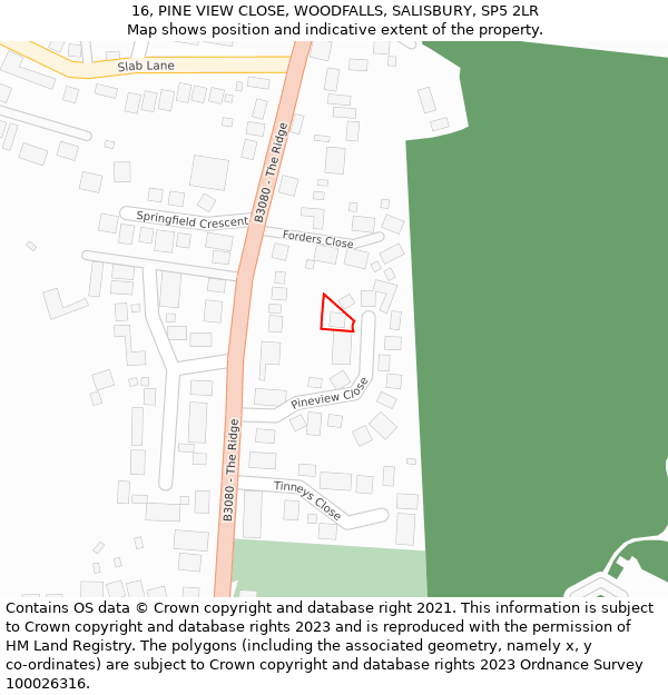 16, PINE VIEW CLOSE, WOODFALLS, SALISBURY, SP5 2LR: Location map and indicative extent of plot