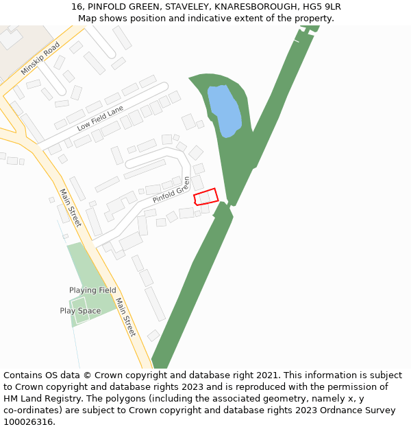 16, PINFOLD GREEN, STAVELEY, KNARESBOROUGH, HG5 9LR: Location map and indicative extent of plot