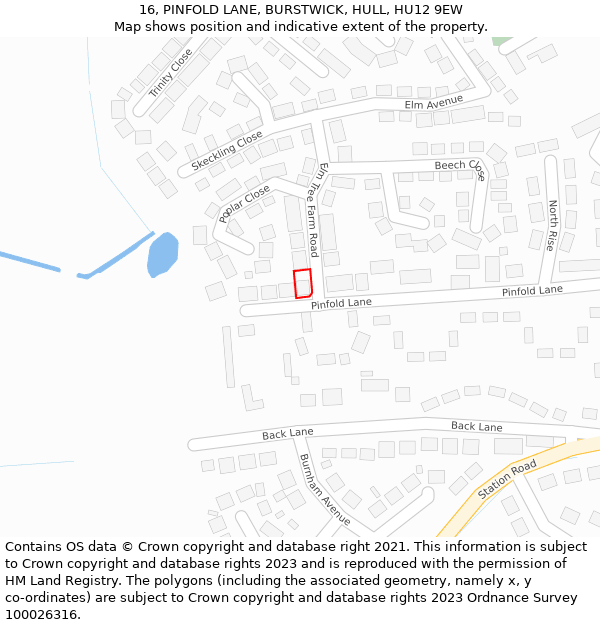 16, PINFOLD LANE, BURSTWICK, HULL, HU12 9EW: Location map and indicative extent of plot
