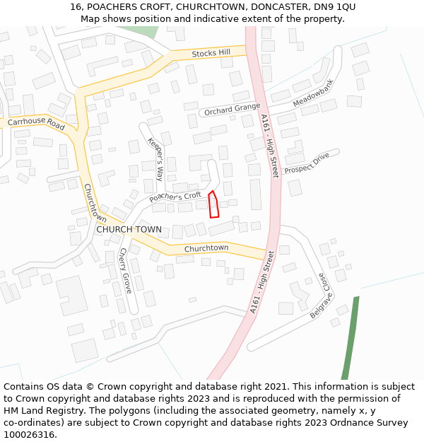 16, POACHERS CROFT, CHURCHTOWN, DONCASTER, DN9 1QU: Location map and indicative extent of plot