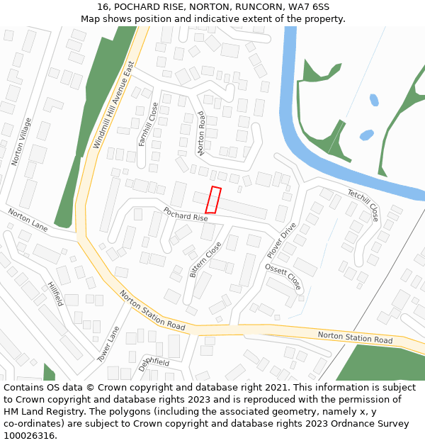 16, POCHARD RISE, NORTON, RUNCORN, WA7 6SS: Location map and indicative extent of plot