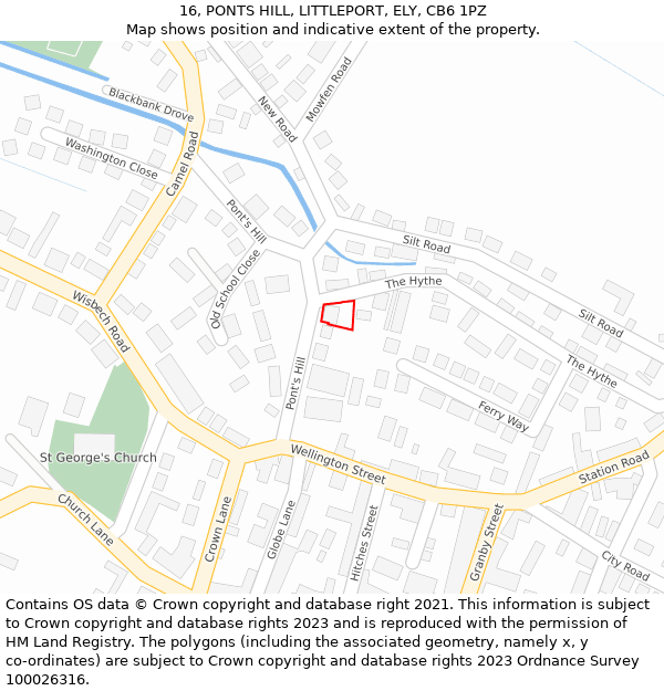 16, PONTS HILL, LITTLEPORT, ELY, CB6 1PZ: Location map and indicative extent of plot