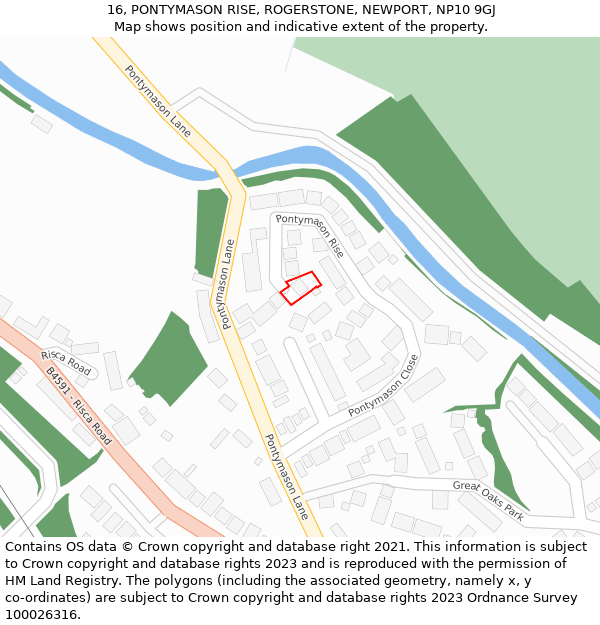 16, PONTYMASON RISE, ROGERSTONE, NEWPORT, NP10 9GJ: Location map and indicative extent of plot